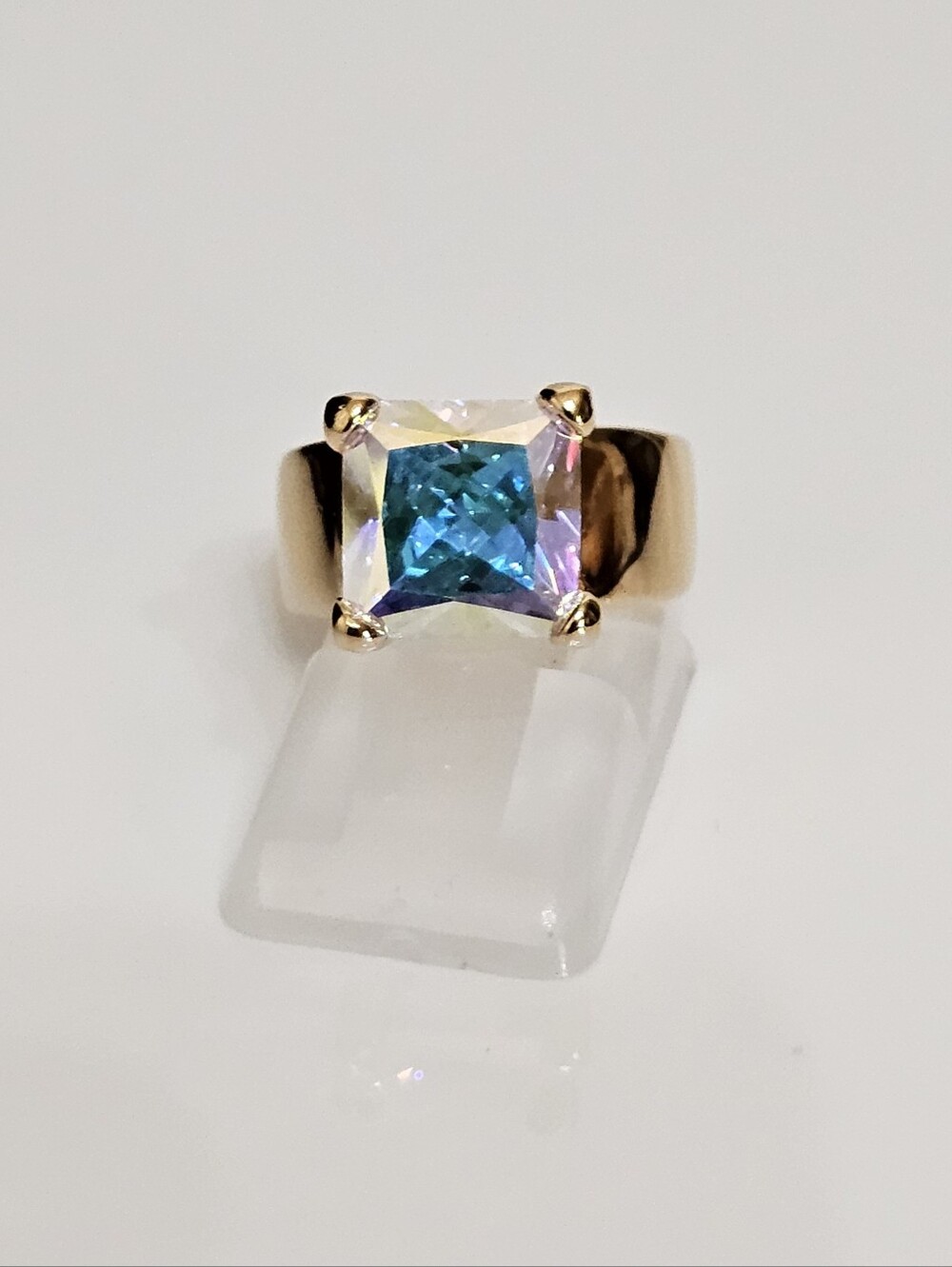 Vintage Mercury Mist Topaz Ring Gold Vermeil Size 5!